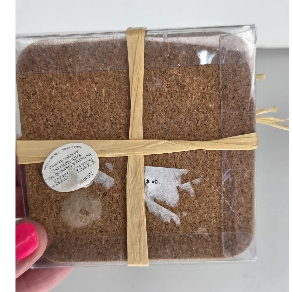 Kate Aspen Beach Theme Cork Coasters Set of 4 Seashell Wedding Favors New